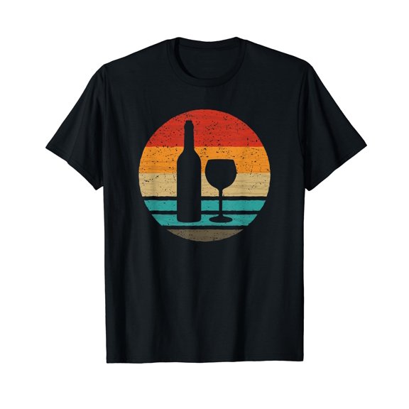 Wine Bottle Glass Retro Style Vintage T-Shirt