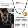 thumbnail image 5 of FindChic Chains Necklace for Men, 22inch 3.5mm Black Stainless Steel Cuban Link Chain Father's Day Christmas Jewelry Gifts for Him/Dad/Husband with Gift Box, 5 of 7