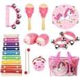 thumbnail image 1 of Juego de instrumentos musicales MAXZONE 12 piezas para niños con bolsa rosa, 1 of 8