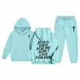 thumbnail image 3 of Faith-Inspired Unisex Christian Letter Print Black Hoodie and Jogger Sweatpants Set for Daily and Festive Occasions, 3 of 3