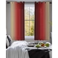 thumbnail image 3 of Dark Red Yellow Ombre Sheer Curtains 45 Inch Length 2 Panels Set for Living Room/Bedroom, Farmhouse Modern Gradient Art Kitchen Curtains Grommet Semi-Sheer Curtains Drapes Window Treatments 42"x45"x2, 3 of 7