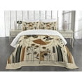 thumbnail image 3 of Ambesonne Mid Century Modern Quilted Bedspread Set 3 Pcs, Esoteric Rounds, King Size, Grey Yellow Pale Brown, 3 of 4