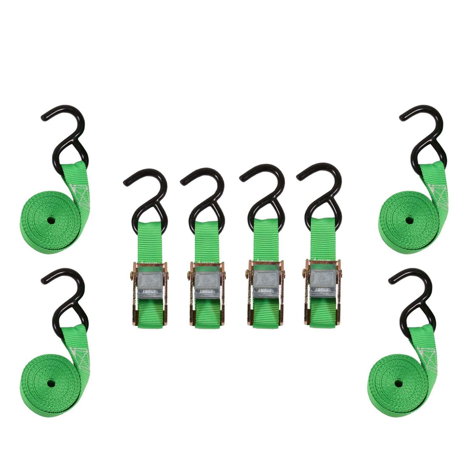 10' 900 lb Cambuckle Tie Down 4 Pk Green, Packof 4