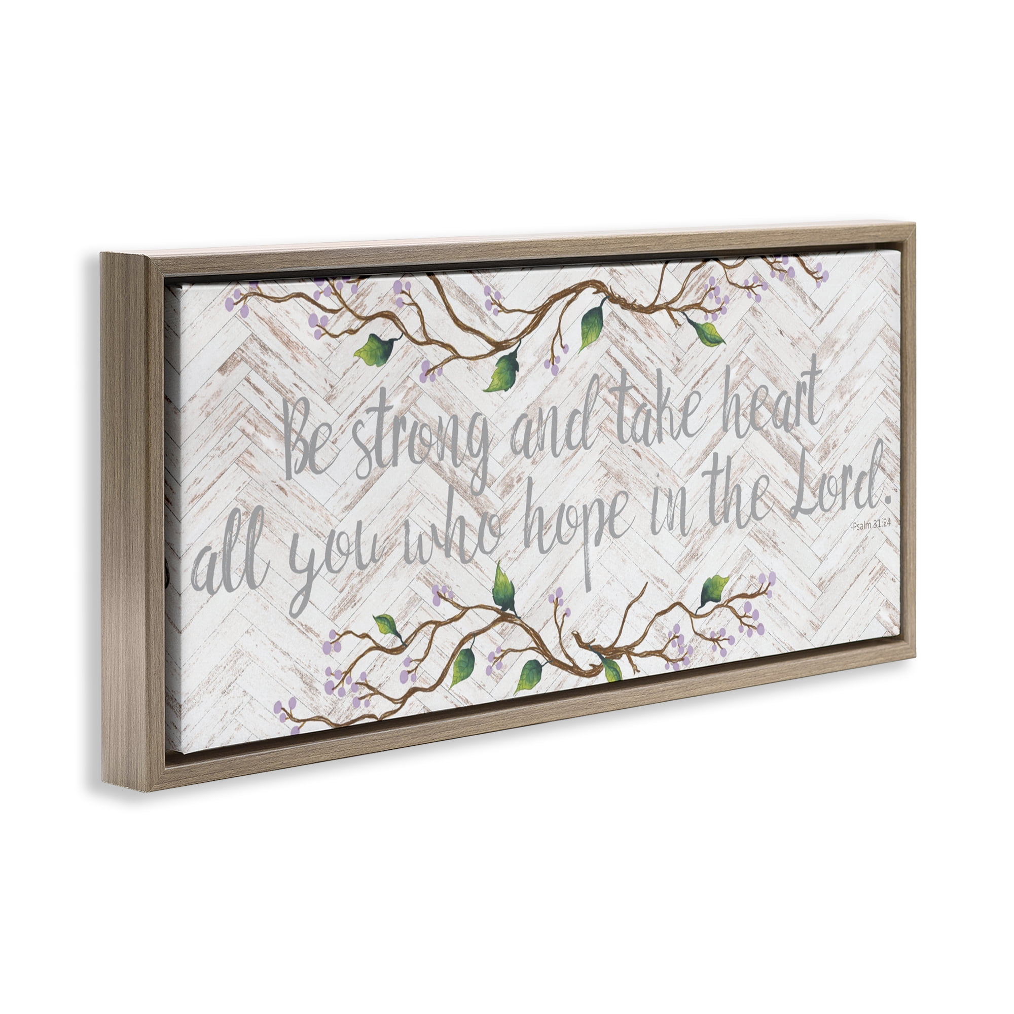 Stupell Industries All You Who Hope Brown Framed Floater Canvas Wall Art, design by Elizabeth Medley