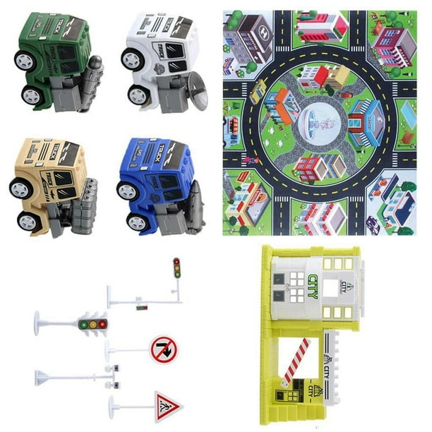 Cateissary Road Toy Play Mat para ninos pequenos Car Track Rug con colores vibrantes Decoracion del hogar camion militar