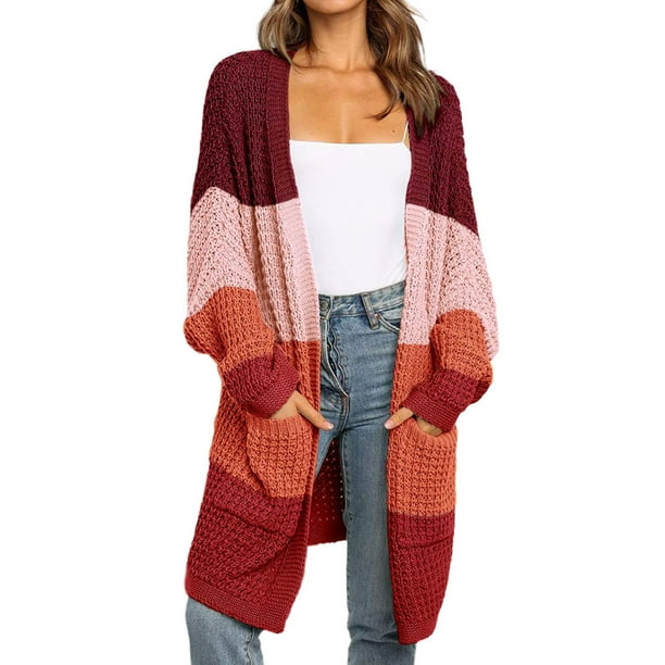 Blzjd Womens Boho Patchwork Cardigan Long Sleeve Open Front Knit 爆速黒字化 Sweater Knit Patchwork PROPOSITION ニット/セーター