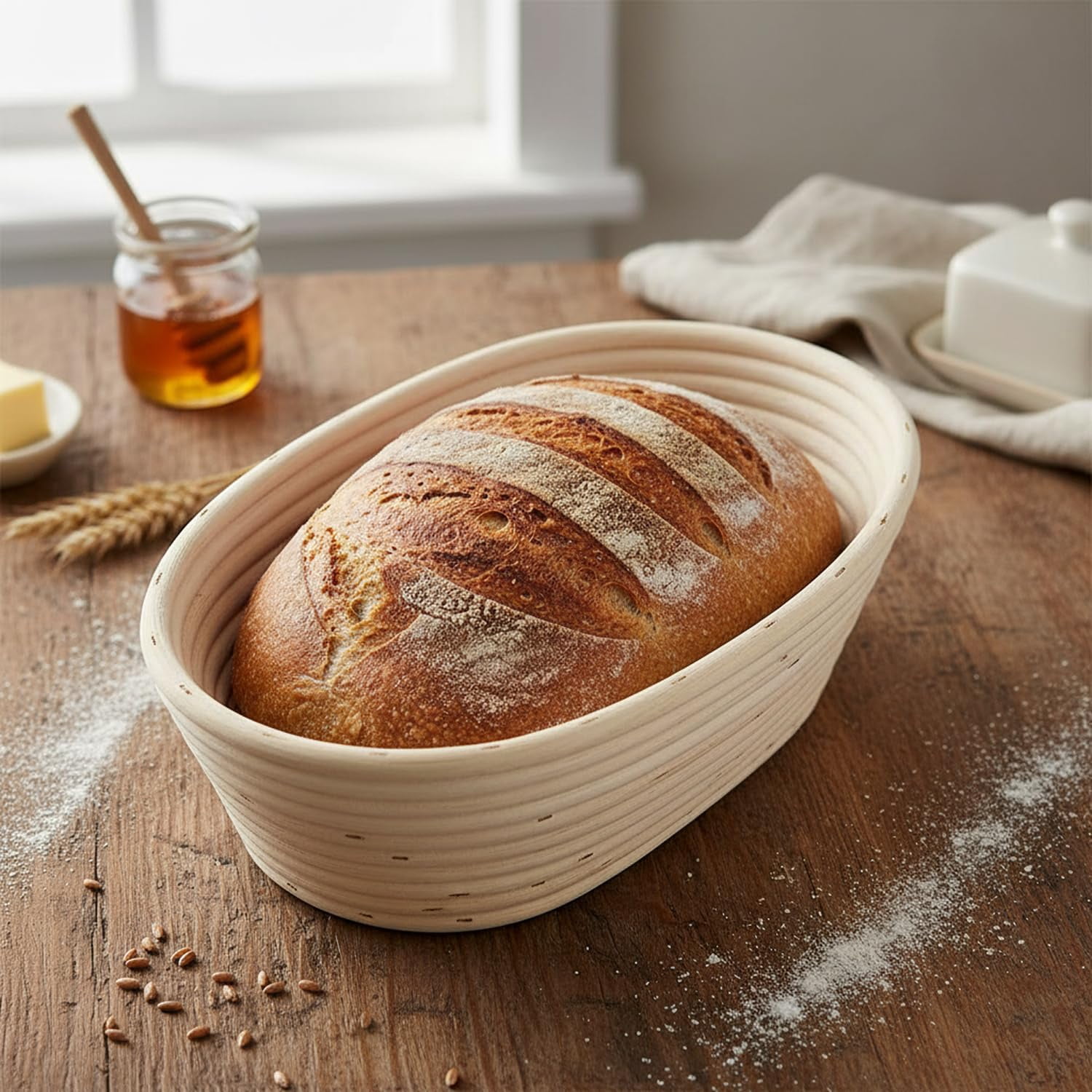 12 Pack 12" Wide Oblong Banneton Proofing Baskets – Premium Artisan Rattan Bread Proofing Basket Set for Sourdough, Baguettes & Dough Rising – Bulk Supply for Home & Bakery