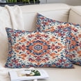 thumbnail image 2 of Orange Blue Ethnic King Pillow Covers, Boho Geometric Art Vintage Soft Breathable Throw Pillow Cases with Invisible Zipper, Decorative Pillowcase Pillows Protectors for Sofa Bed Couch 20"x36", 2 of 9