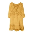 thumbnail image 5 of Swimsuit Coverup for Women Boho Lace Half Sleeve V Neck Loose Flowy Mini Dress Beach Cover Up Bathing Suit Dress, 5 of 5