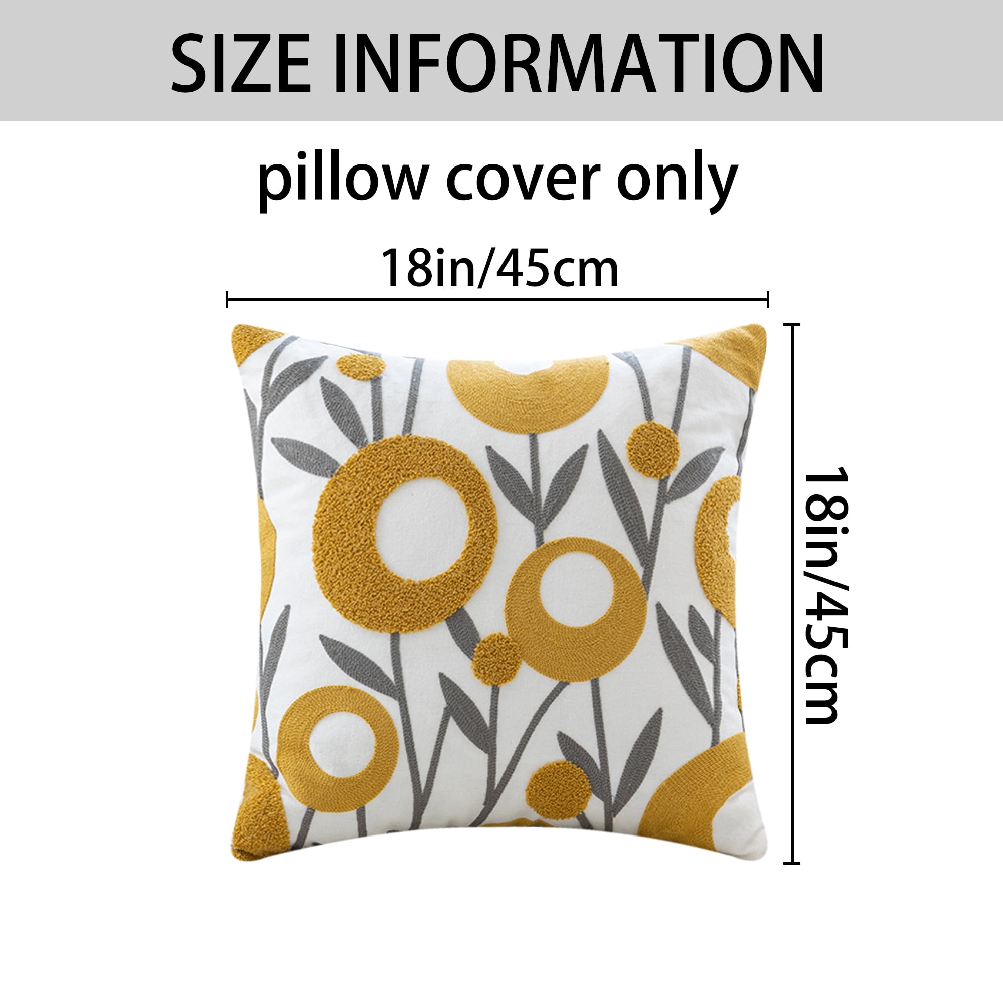 Unique Bargains Floral Throw Pillow Covers Pack of 2 Flower Pattern 4 18" x 18"