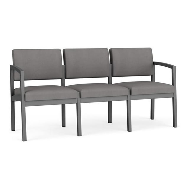 Lenox Steel Reception Waiting 3-Seat Sofa / Charcoal Steel / Light Gray