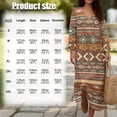thumbnail image 3 of SCRAWLGOD American Tribal Print Cyan Brown Tunic Dress for Women 3/4 Sleeve V-Neck Lightweight Breathable Midi Linen-Look Dress Beach Oversized Loose Fit Sundress, XXL, 3 of 6