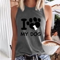 thumbnail image 2 of HAPIMO Women's Summer Tank Tops Sleeveless Shirts for Girls Daily Basic Camisole O-Neck Blouse Cute Dog Paw Letter Print Tops Casual Loose Fit Camis Rollbacks Gray M, 2 of 5