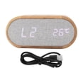 thumbnail image 1 of Reloj despertador de madera con carga inalámbrica USB, pantalla LED digital, control de sonido para dormitorio, regalo multifuncional., 1 of 14