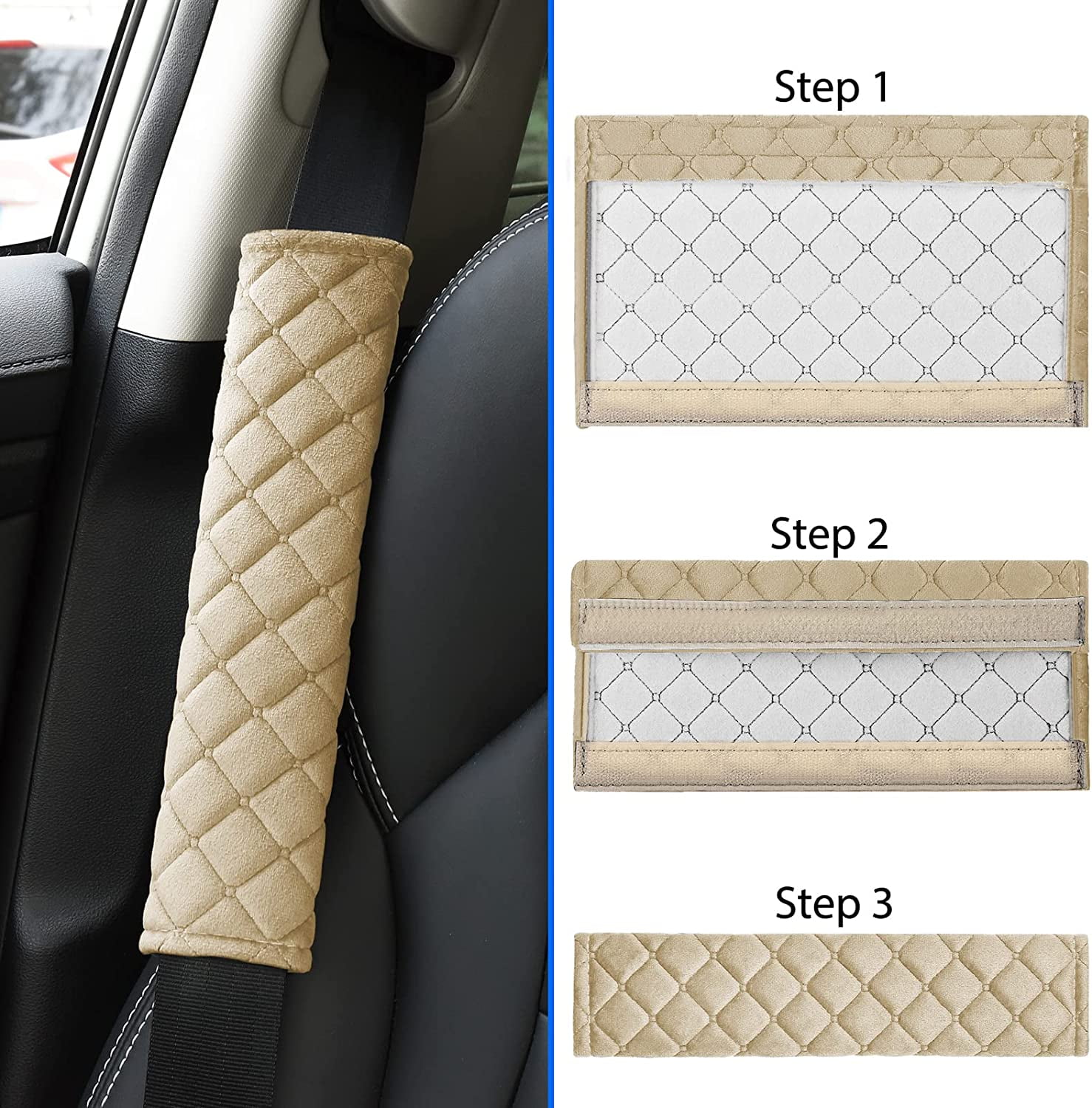 Casewin 1 Pair Car Seat Belt Pads Seatbelt Protector Soft Comfort