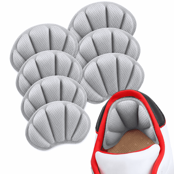 FLORNIX Back of Heel Cushion Pads, Adhesive Heel Grips Inserts for Boots, Loose Shoes Too Big, Reusable Heel Guards Liners for Women Men, Improve Shoe Fit,8PCS-Gray
