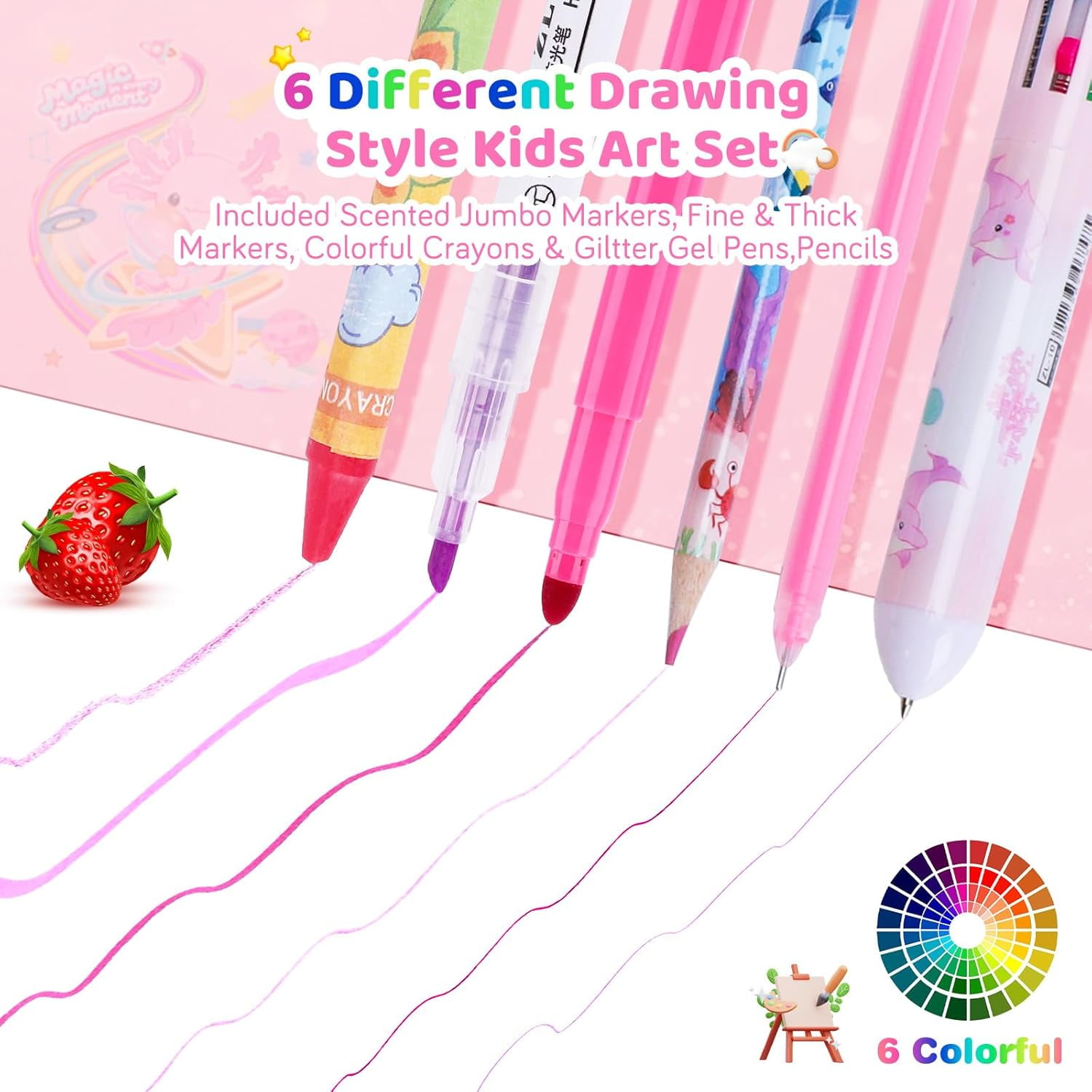 Unicorn Markers Set For Girls - 66 PCS Scented Coloring Kit With Pencil Case & Coloring Book