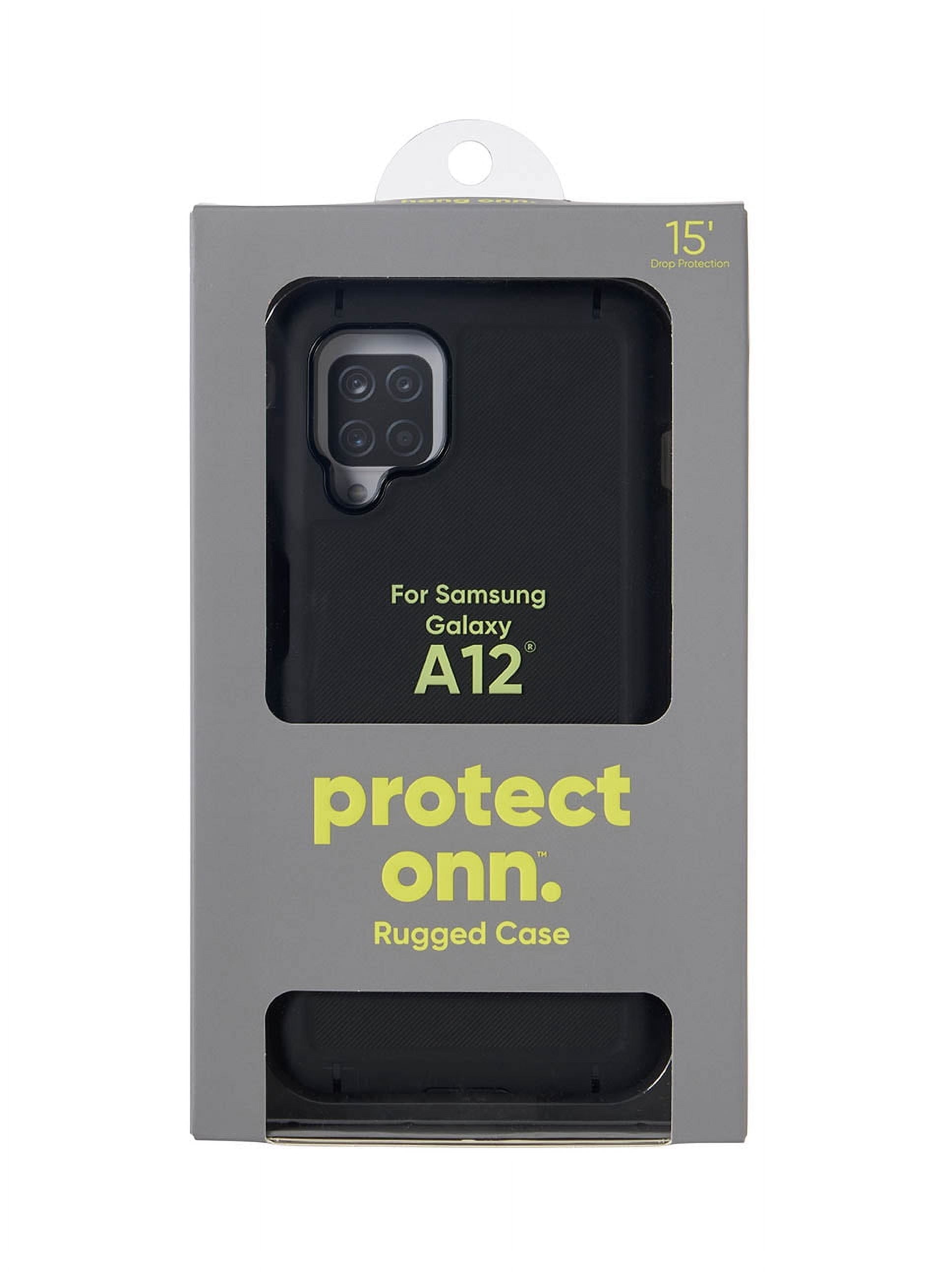 onn. Rugged Phone Case for Samsung Galaxy A12 - Black
