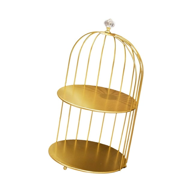 Cosmetics Iron Storage Rack Jewelry Bathroom Makeup Holder Dessert Display Stand gold 2 tier