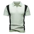 thumbnail image 4 of Ceisia Men's Textured Knit Quarter-Zip Polo Shirt with Color Block Design Green XL Gifts for Father, 4 of 5