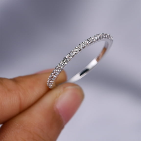 New Luxury Crystal White Zircon Wedding Band Thin Rings For Women Simple Fashion Silver Color Engagement Promise Stackable Jewelry