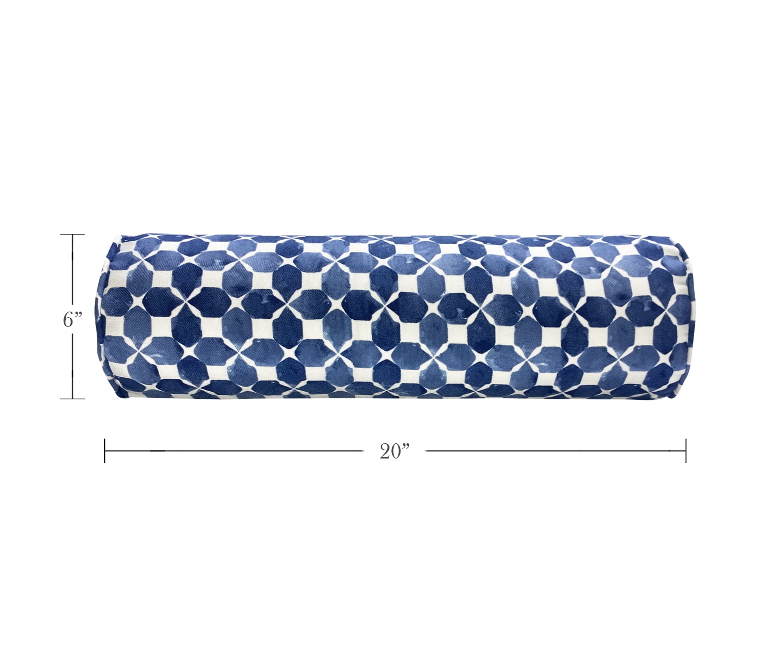 FBTS Prime Throw Bolster Pillows Set of 2 Navy Geometric Round 20x6 Inch Patio Neck Roll Pillows