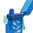 thumbnail image 3 of Mainstays 14 fl oz Novelty Water Bottle, Shark, Blue, with Handle, Silicone Straw, 3 of 7