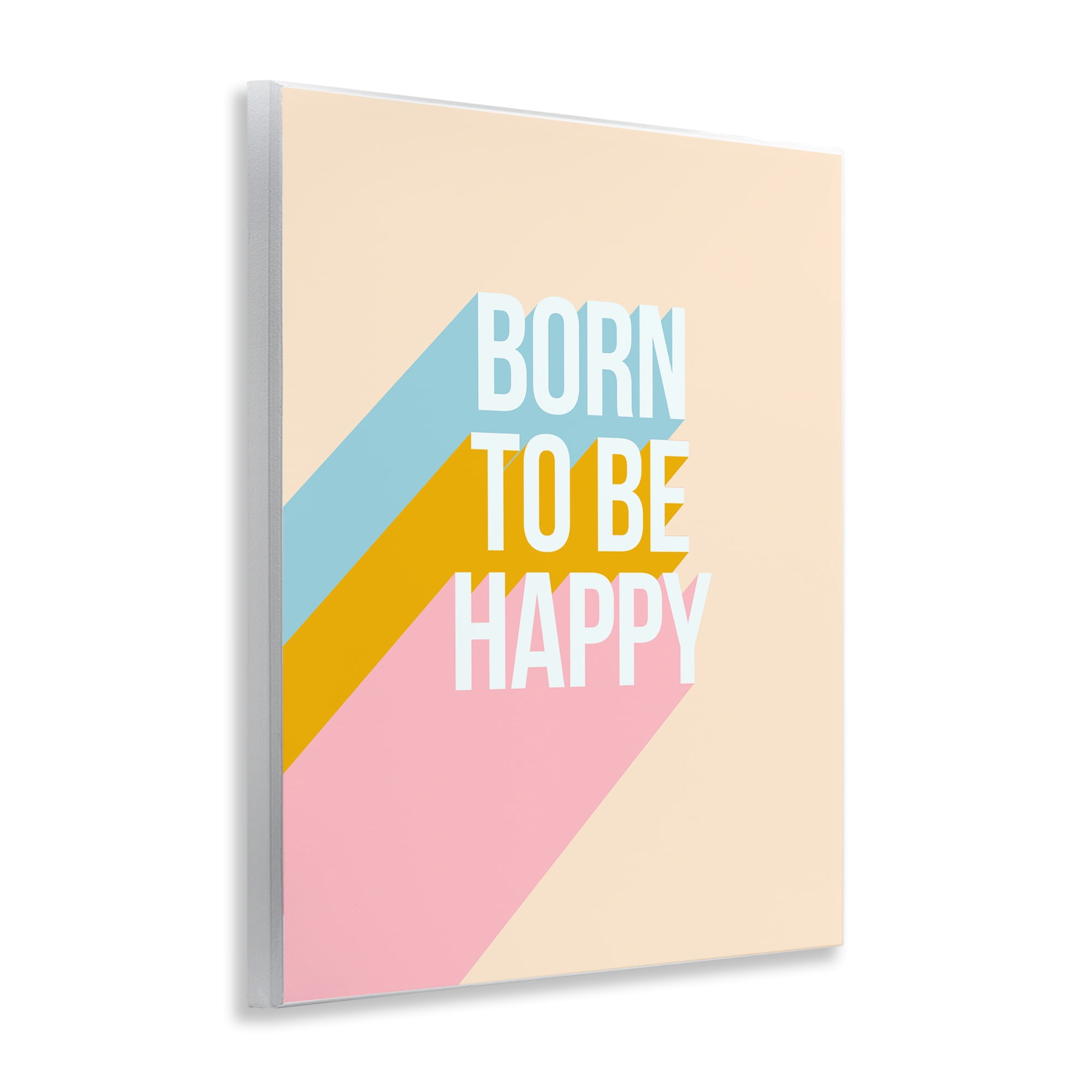 Stupell Industries Born To Be Happy Pastel Text & Numbers Painting Unframed Art Print Wall Art, 11 x 14