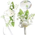 thumbnail image 2 of 2PCS Wedding Corsage Set Plastic Flower Wedding Boutonniere Wrist Flower, 2 of 10