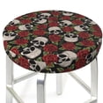 thumbnail image 3 of KLL Red Rose Skull Round Bar Chair Cushion Cover 12 inch ,Bar Stool Protector with Elastic, Soft Washable, 3 of 6