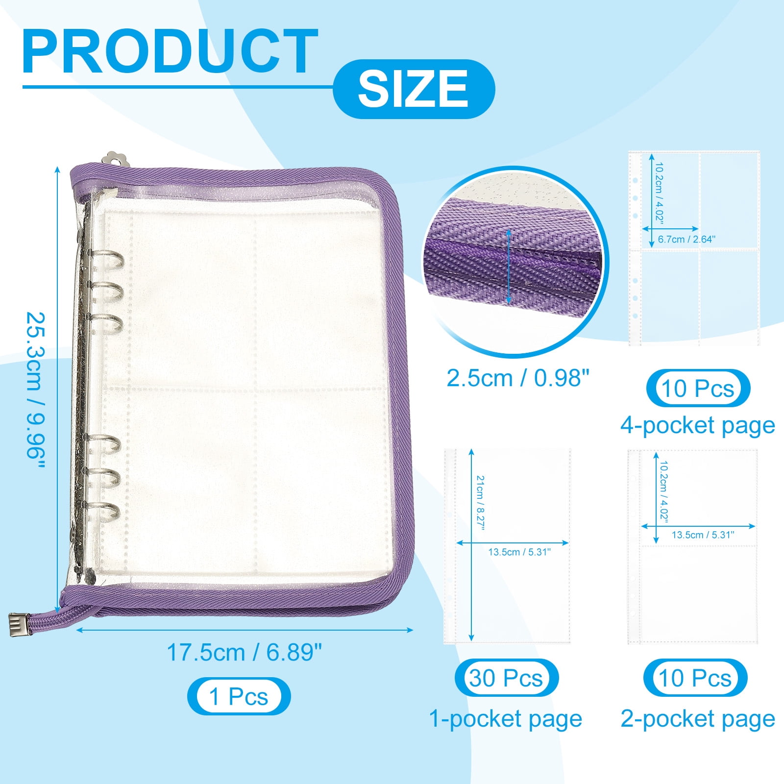 Uxcell Sticker Organizer Binder, Reusable A5 Album with 180 Pocket, Purple
