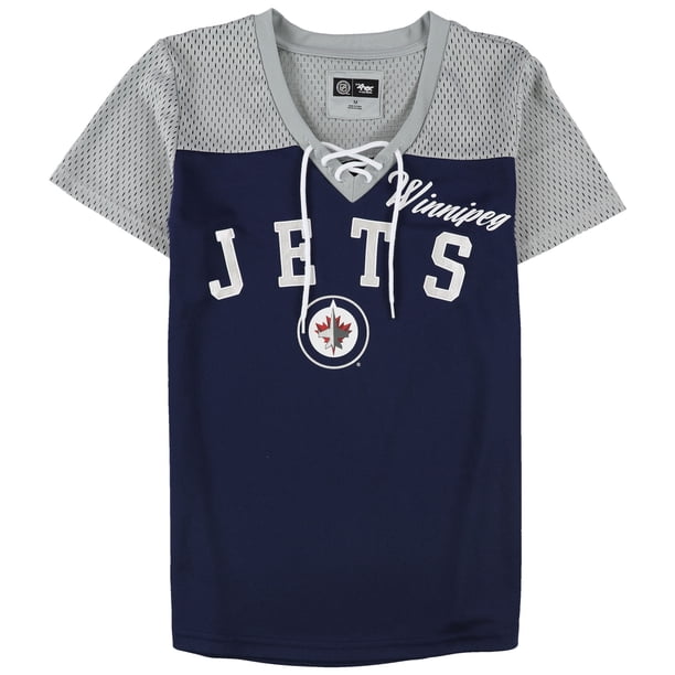 G-III Sports Camiseta gráfica Winnipeg Jets para mujer, azul, mediana