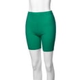 thumbnail image 5 of A2Y Women's Basic Solid Premium Cotton Mid Thigh High Rise Biker Bermuda Shorts Kelly Green M, 5 of 5