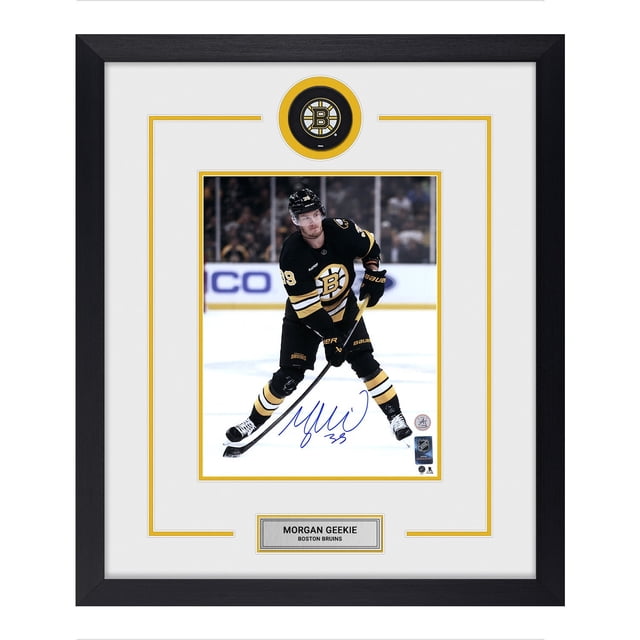 Logo de Rondelle des Boston Bruins Signé Morgan Geekie Cadre 22x26