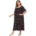 thumbnail image 5 of Women's Plus Size Nightgowns Floral Printed Long Sleepdress Lace Trimmed Neckline Nightshirts Soft Nightgowns Comfy Short Sleeve Ladies Sleepwear Gown, 5 of 6