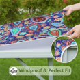 thumbnail image 6 of Reversible Bohemian Print Table Cover 34x34 Inch Square Tablecloth with Elastic Edge for Double-Sided Decor Options, 6 of 6