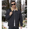 thumbnail image 2 of Xidunhg Men's Sherpa Lined Trucker Jacket, Windproof Thermal Winter Work Coat with Lapel Multi Pockets, 2 of 11