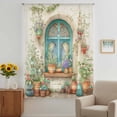 thumbnail image 2 of Country Flowers Sheer Curtains 63 Inches Long, Farmhouse Floral Windows Pots Plants Light Filering Curtains, Breathable Simi Curtain Privacy Drapes for Living Room Bedroom Window Treatment, 2 of 9