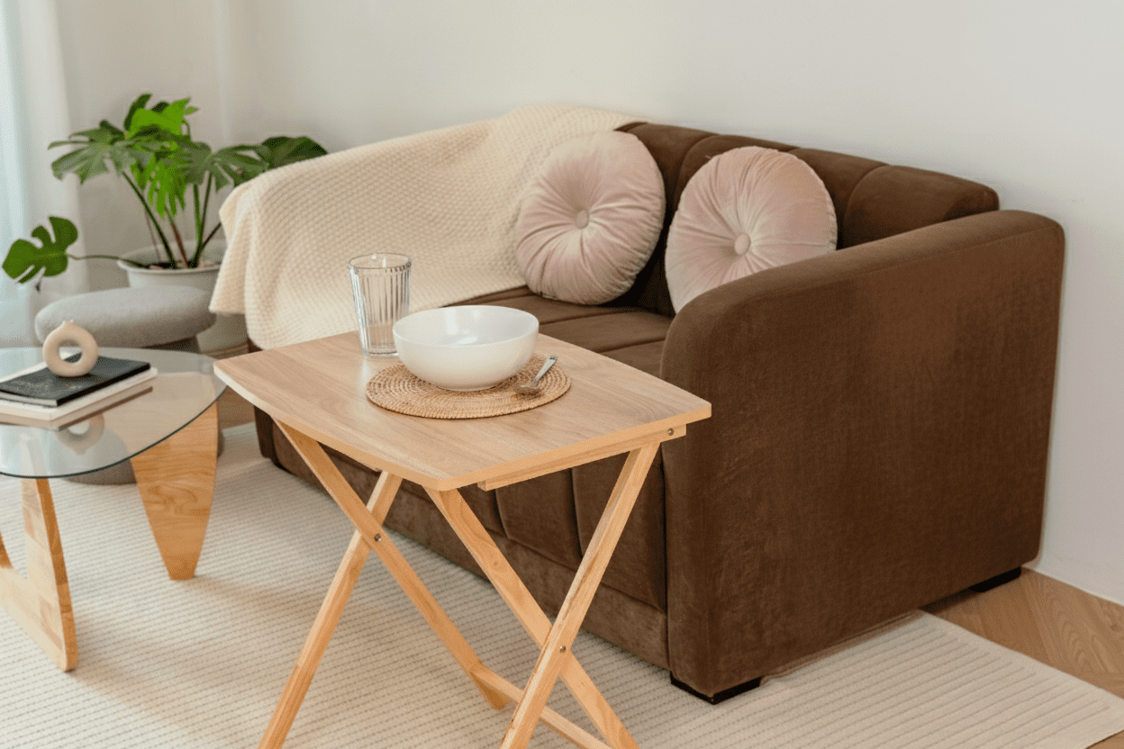 Mainstays XL Oversized Rubberwood Folding TV Tray Table, Natural