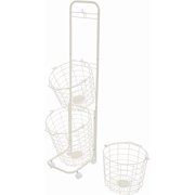 Laundry Basket with Wheels 3 Tier Rolling Laundry Hamper with 3 Removable Wire Basket Metal Laundry Cart for Room Organizer White