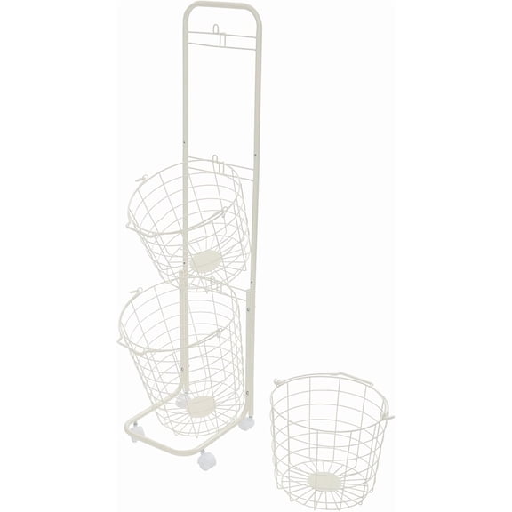 Miumaeov 3 Tier Laundry Hamper, Metal Standing Laundry Baskets, Removable Sorter Storage Trolley Shelf Basket with 4 Universal Wheels