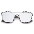 thumbnail image 1 of sunglassLA Unisex Modern Horn Rimmed Colored Mirror Flat Lens Square Sunglasses (White-Mable-Silver / Silver Mirror) - 58mm, 1 of 4