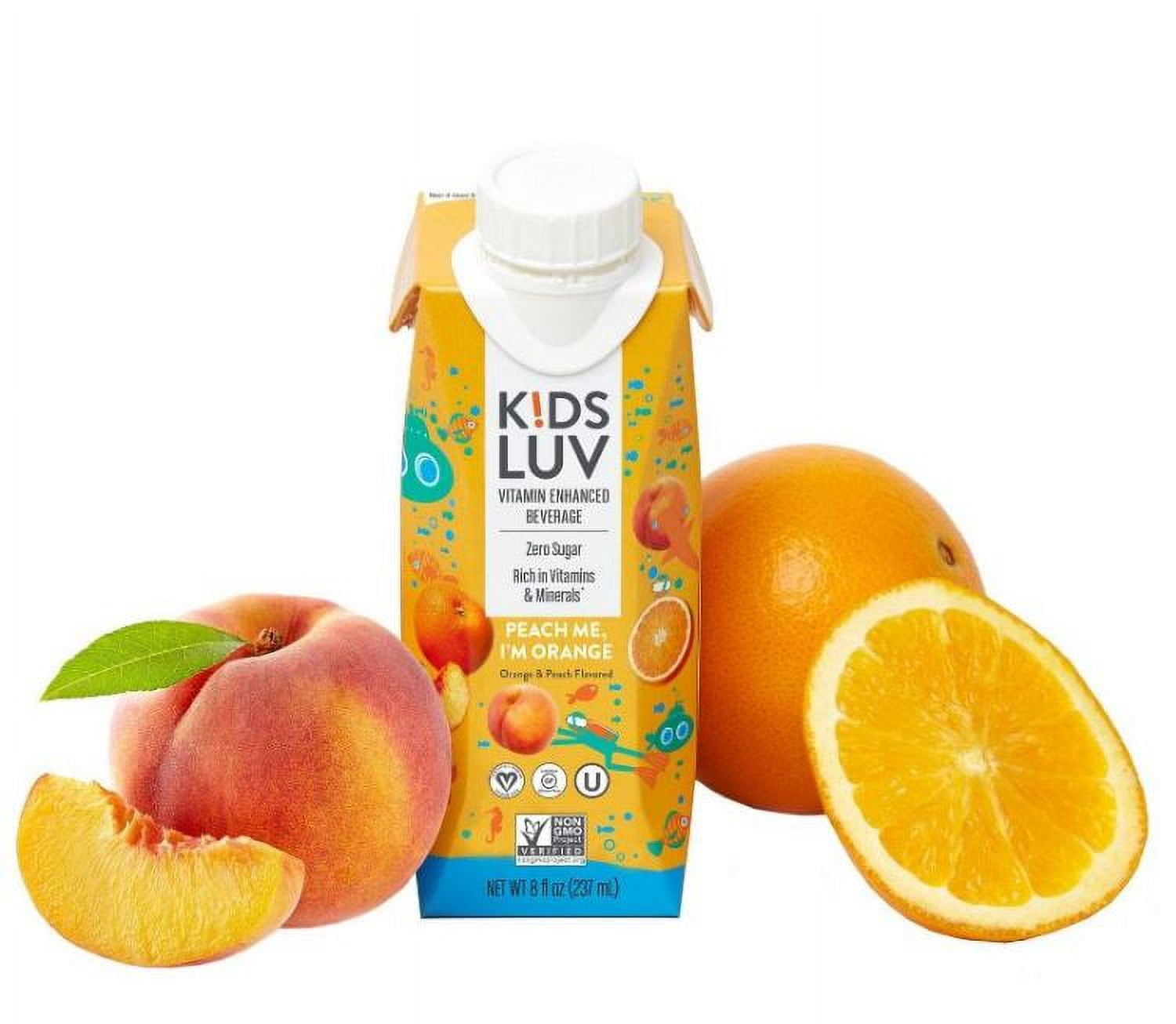 KidsLuv Vitamin Enhanced Beverage Peach Me, I'M Orange, 8 Ounce -16 count.