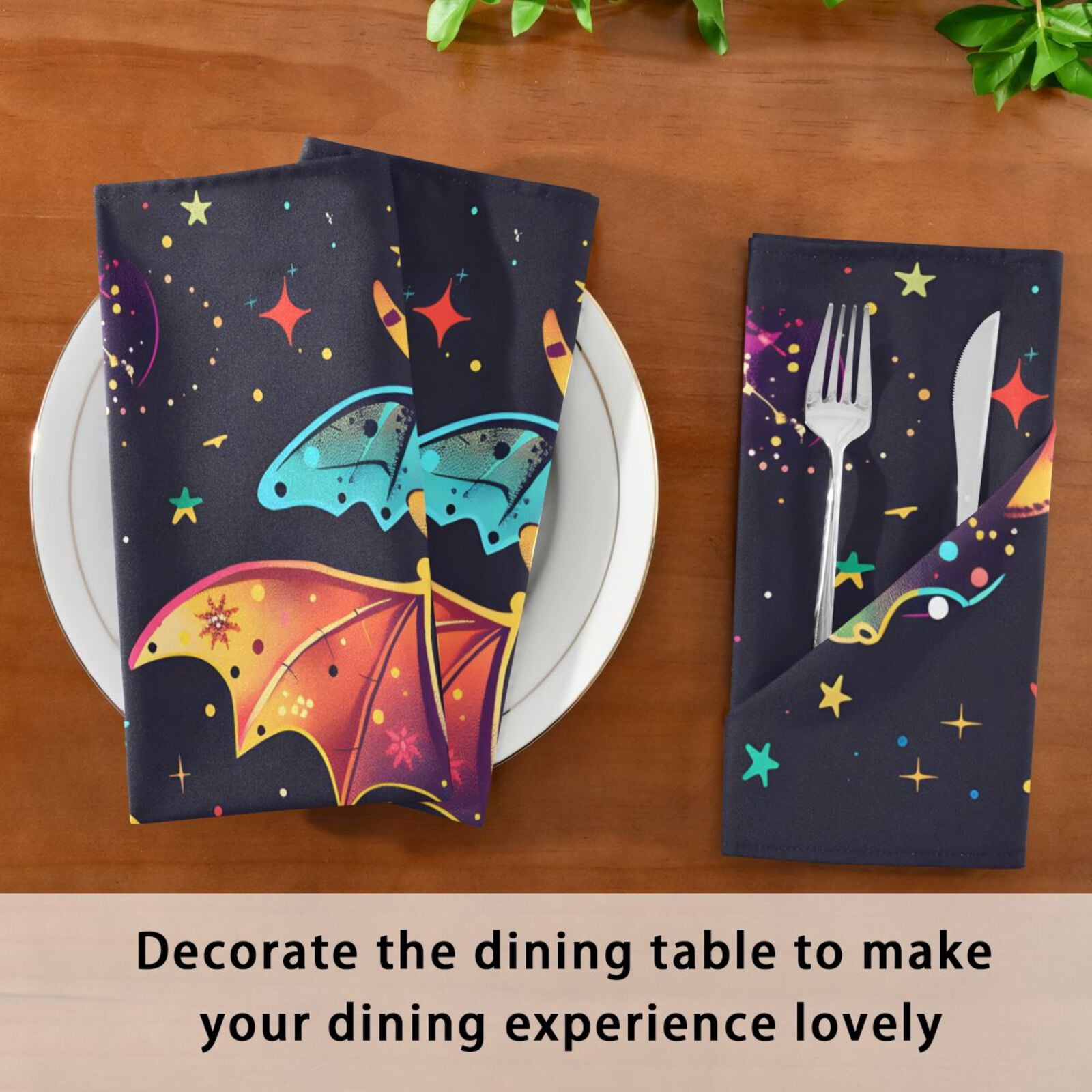 JSTEL Cute Dragon Baby Cartoon Cloth Napkins Set of 6, 20x20 Inch Washable and Reusable Napkin for Decoupage Dinner Party Everyday Use