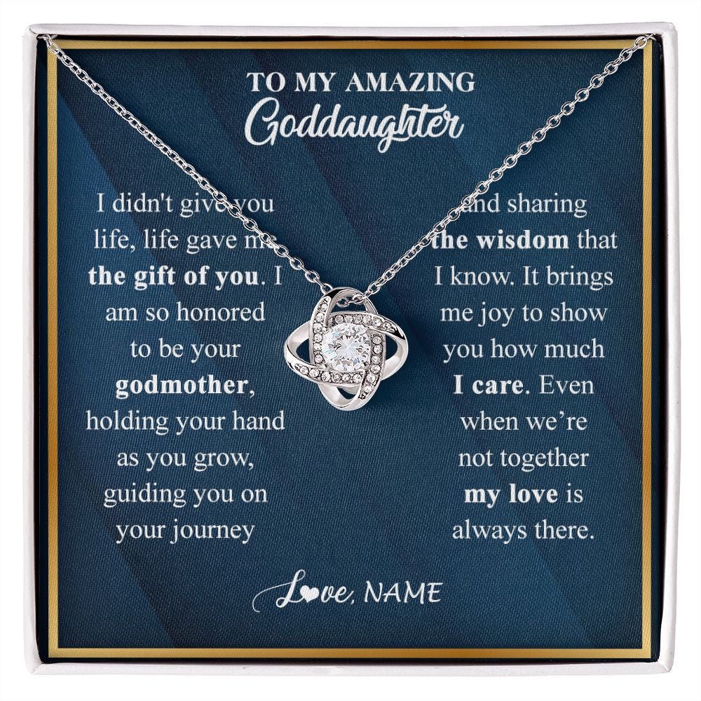 To My Goddaughter Necklace Life Gave Me You, White Love Knot Necklace