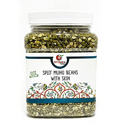 NY SPICE SHOP Mung Split Beans with Skin, Mung Beans - Mung Dal - 1.5 Lbs. Jar