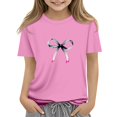 thumbnail image 2 of CCRFTGI Shirt for Kids Girls Size 8 Funny Preppy Bowknot Graphic Shirts Trendy Tee Summer Tops Short Sleeve Crew Neck Girls Clothes Pink 9-10 Years, 2 of 6