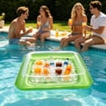 thumbnail image 4 of Summer Water Entertainment Floating Ice Bar, Buoyant Fruit Beverage Tray with Cup Holders, Portable Thickened PVC Inflatable Float, Perfect for Pool Party Beach Outdoor Water Activities, C-Green, 4 of 7