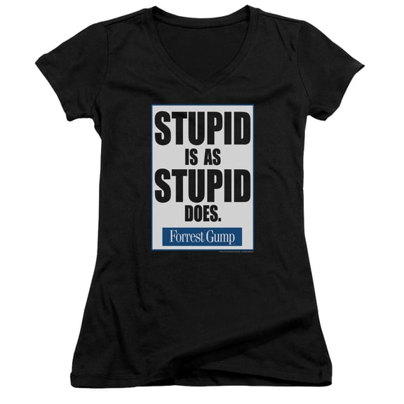 Forrest Gump Stupid Is Junior Women's V-Neck T-Shirt Black