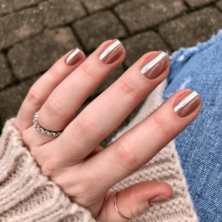 Olive & June Instant Mani Press-On Nails, Taupe Jelly Chrome photo 7